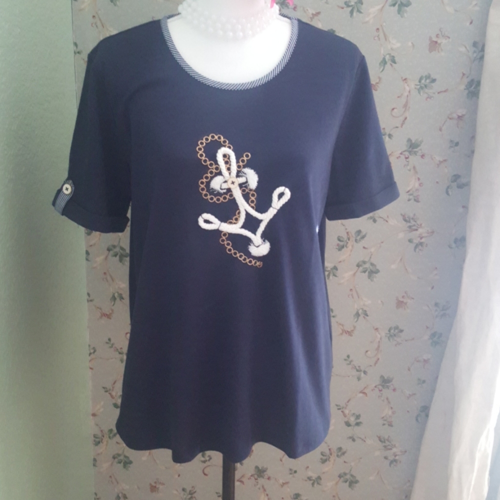 Navy casual knit summer top
